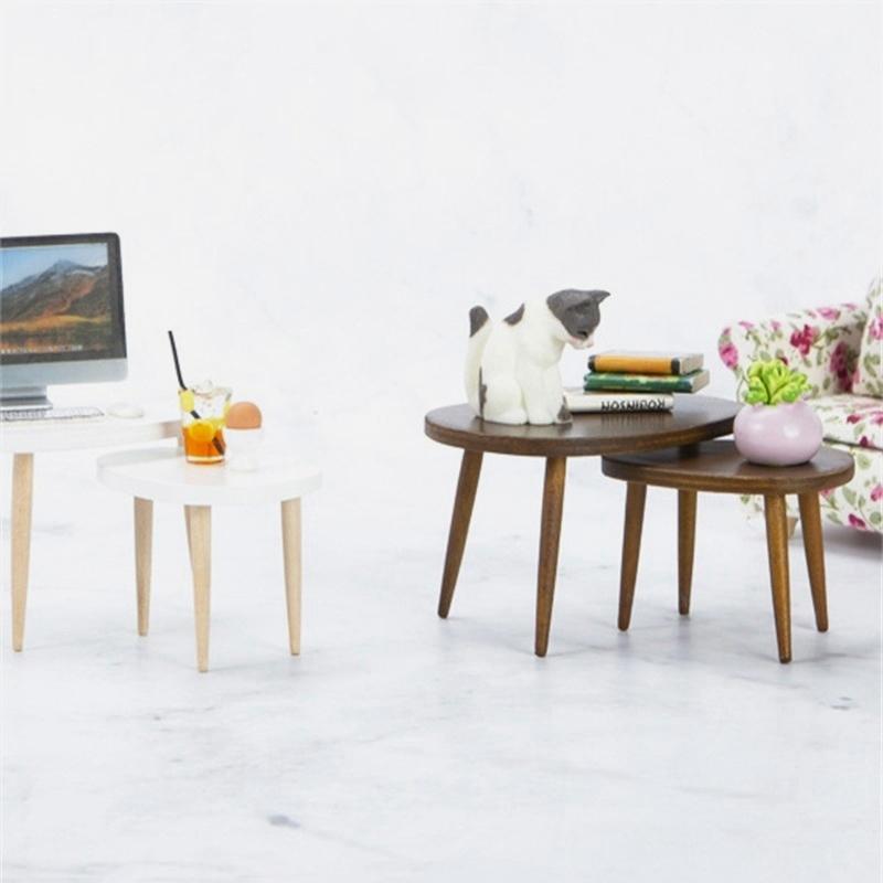 1Set 1:12 Dollhouse Triangle Coffee Table Computer Desk Tea Table Home Decor Toy
