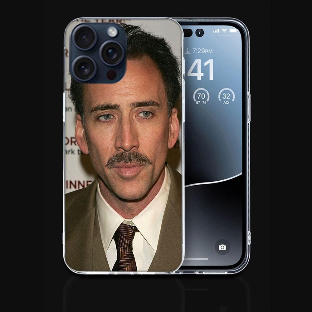 Lustiger Nicolas Cage Schauspieler Klare Handyhülle Für Iphone 17 Air 16 Pro Max 15 Pro 14 Plus 17E 16E 11 13 12 Mini Hüllen Hüllen Fundas C
