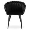 Upholstered Chair Velvet Glamour Woven Metal Legs Black