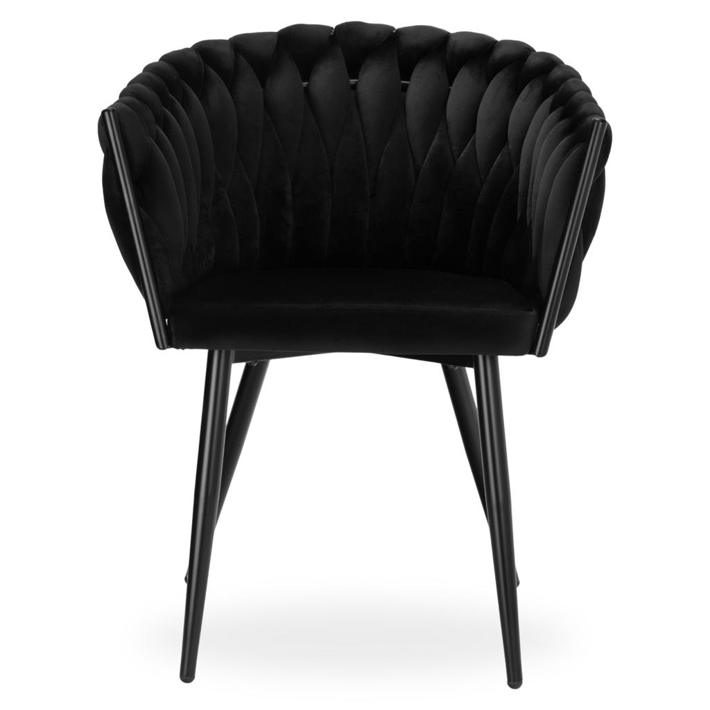 Upholstered Chair Velvet Glamour Woven Metal Legs Black