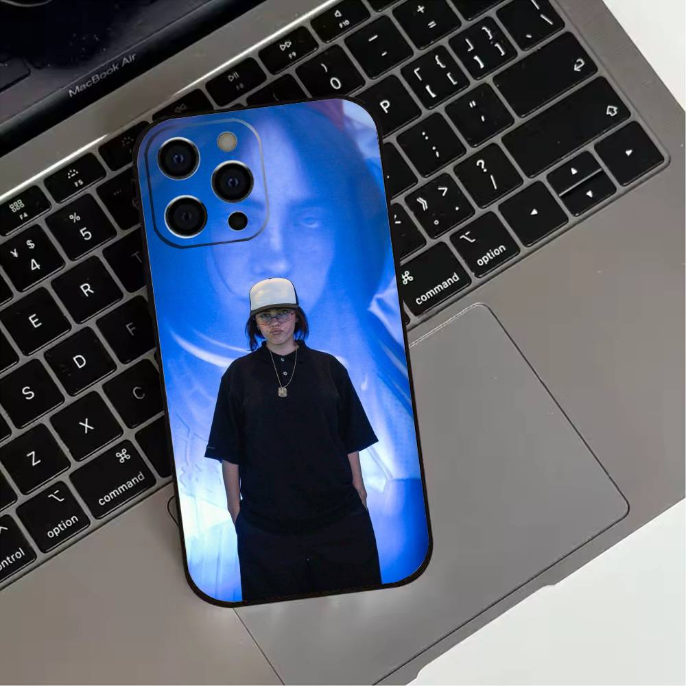 Billie B-BLUE Eilish singer Phone Case For iPhone 17,16,15,14,13,12,11 Plus,Pro Max,XS,Soft Silicone Black Cover