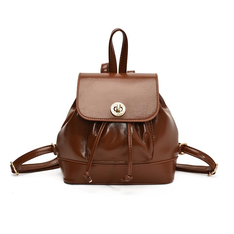 Simple and Fashionable Commuter Small Backpack Women's Autumn and Winter New Hand Carrying Bucket Bag Texture Backpack Bag