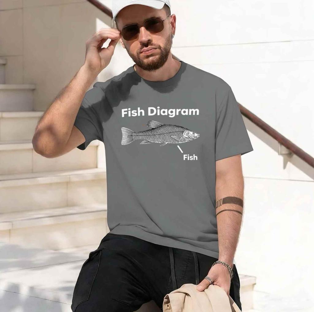 Funny Fish Diagrraphic T Shirt Retro High Quality Fashion Tshirts Tops Casual Tshirt
