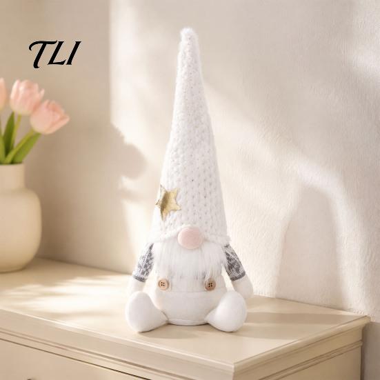 Plush Holiday Table Ornaments Christmas Knit Gnome Plush, Nordic Forest Elf Faceless Doll Figurine Decorative Stuffed Dolls for Shelf, Soft