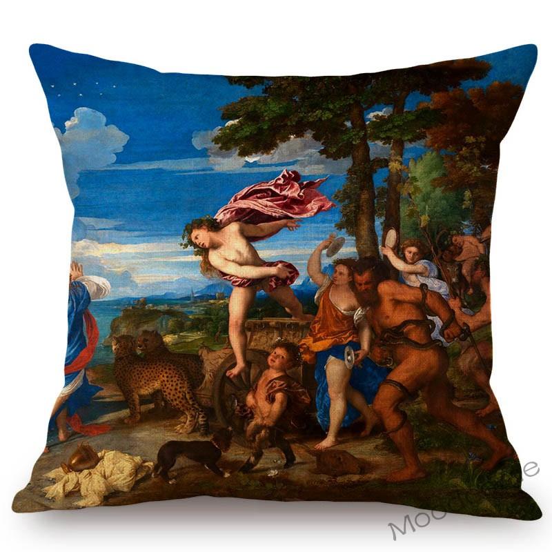 Neoclassic Italian Renaissance Titian Christian Bible Theme Painting Venus Home Decor Sofa Pillow Case Vintage Art Cushion Cover