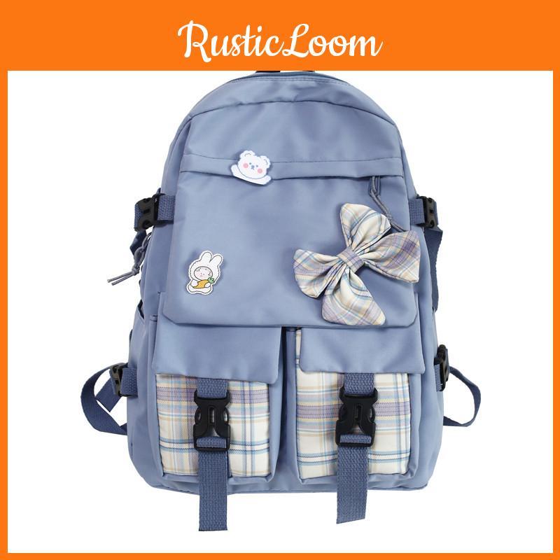 School Bow Backpack With Nylon Material And Zipper Closure For Daily Commute