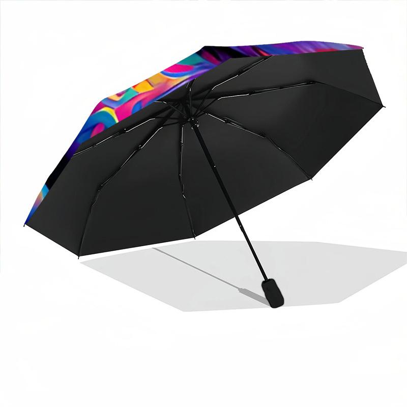 1pc Colorful Cat Automatic Open/close Folding Compact Umbrella, 8-Rib Sturdy Canopy, Lightweight Portable, Commuting Use, Gift, 118