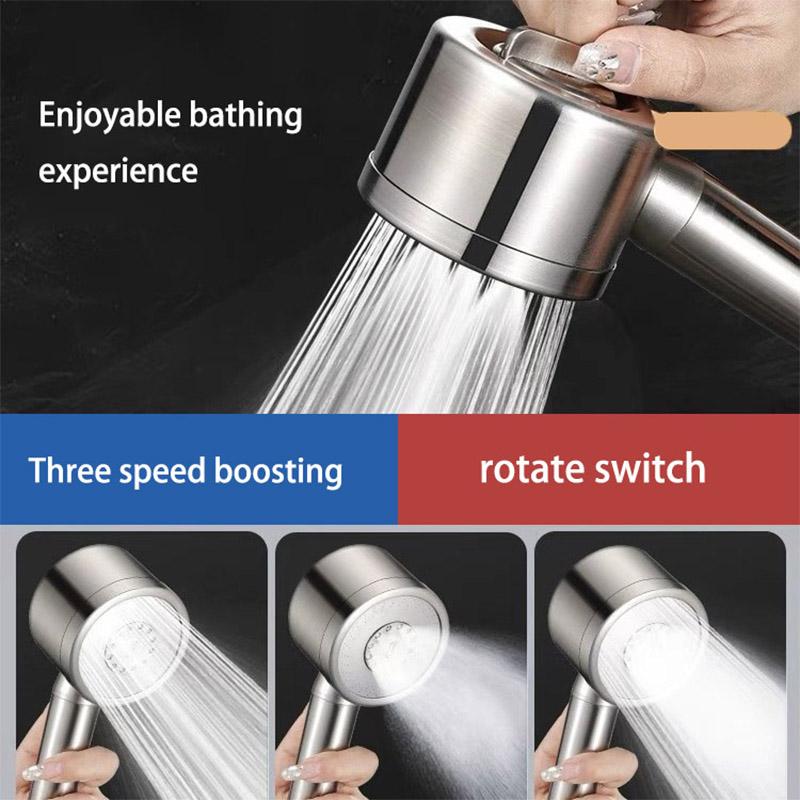 304 Stainless Steel Three-Speed Pressure-Boosting Shower Head Household Shower Set Rainfall Shower Head Bathroom Accessories