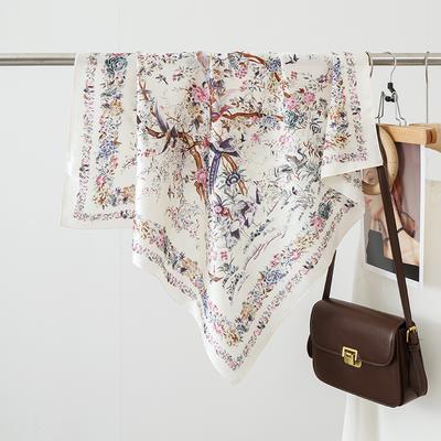 70cm Fashion Square Silk Scarf Women Floral Print Bandanas Lady Shawl And Waps Headband Handkerchief Hair Hijab Scarves