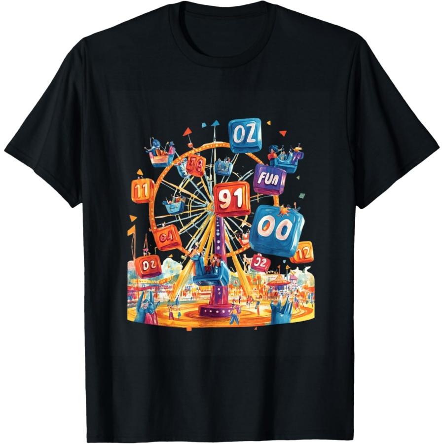 Vibrant Ferris Wheel Carnival Scene T-Shirt XXXXXL