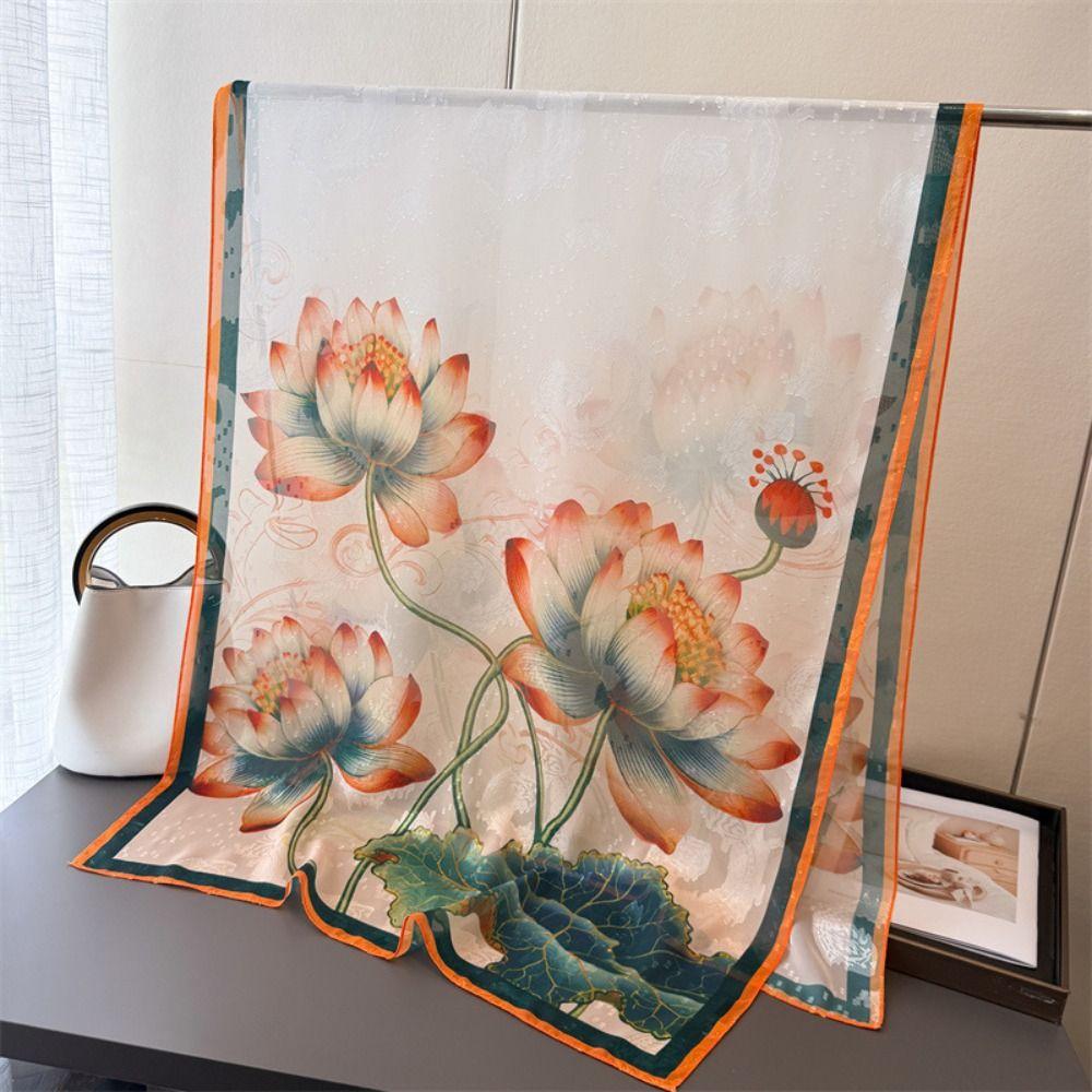Soft Silk Scarves Peony Flower Female Shawl Wrap Fashion Women Head Scarf  Summer