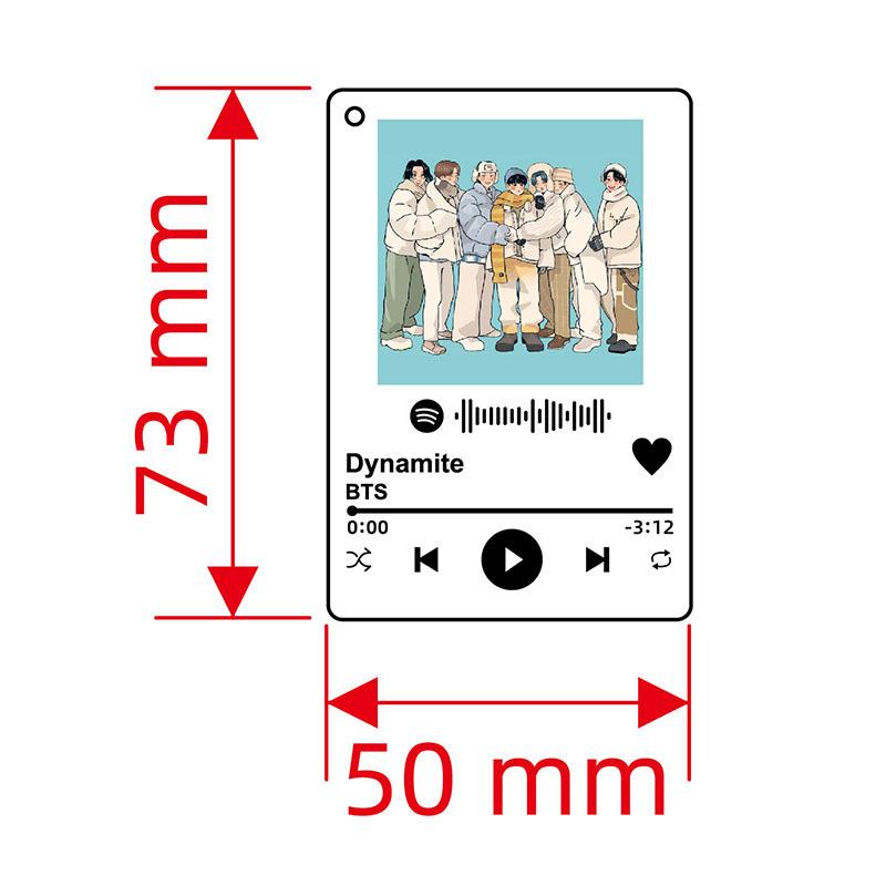 BTS Music Player Keychain, Bangtan Boys Keyring with Group Photo, Kpop Song Themed Bag Pendant for ARMY Fans