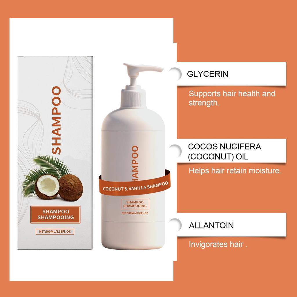 Coconut Vanilla Shampoo Botanical Volumizing Hair Cleanser Moisturizing Smooth Care Refreshing Non-Greasy