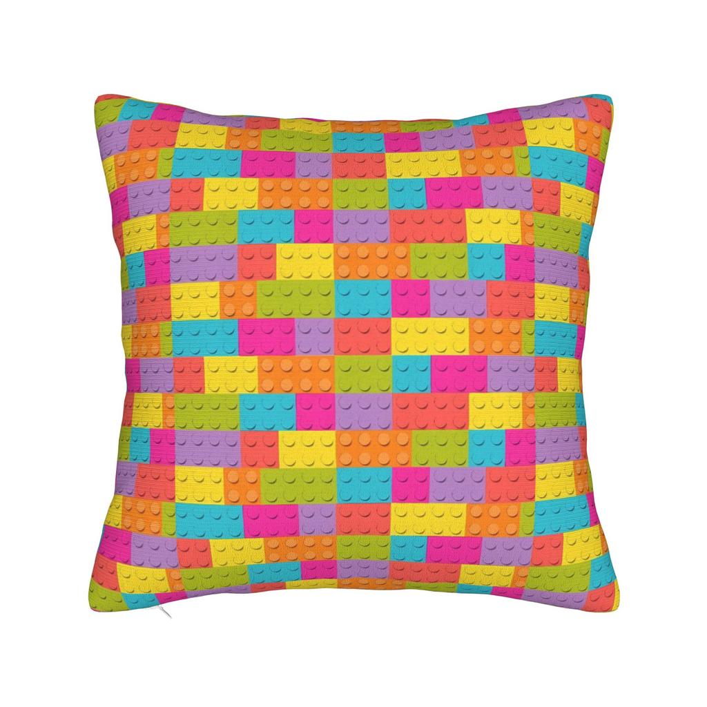 Candy Multicolor Building Blocks Pattern Pillow Cover Comfy Cushion Cover Funny Pillow Case For Living Room Chair