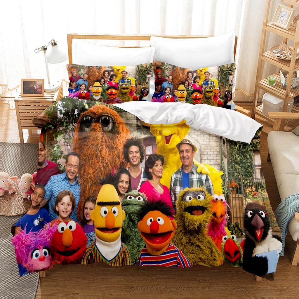 Sesamstraat Anime Home Slaapkamer Comfortabel Scandinavisch polyester materiaal geschikt voor kinderen en volwassenen 3-delige set