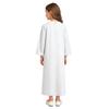 Girls Embroidered Lace Muslim Robe Abaya Round Neck Long Sleeve Back Invisible Zipper Loose Dress