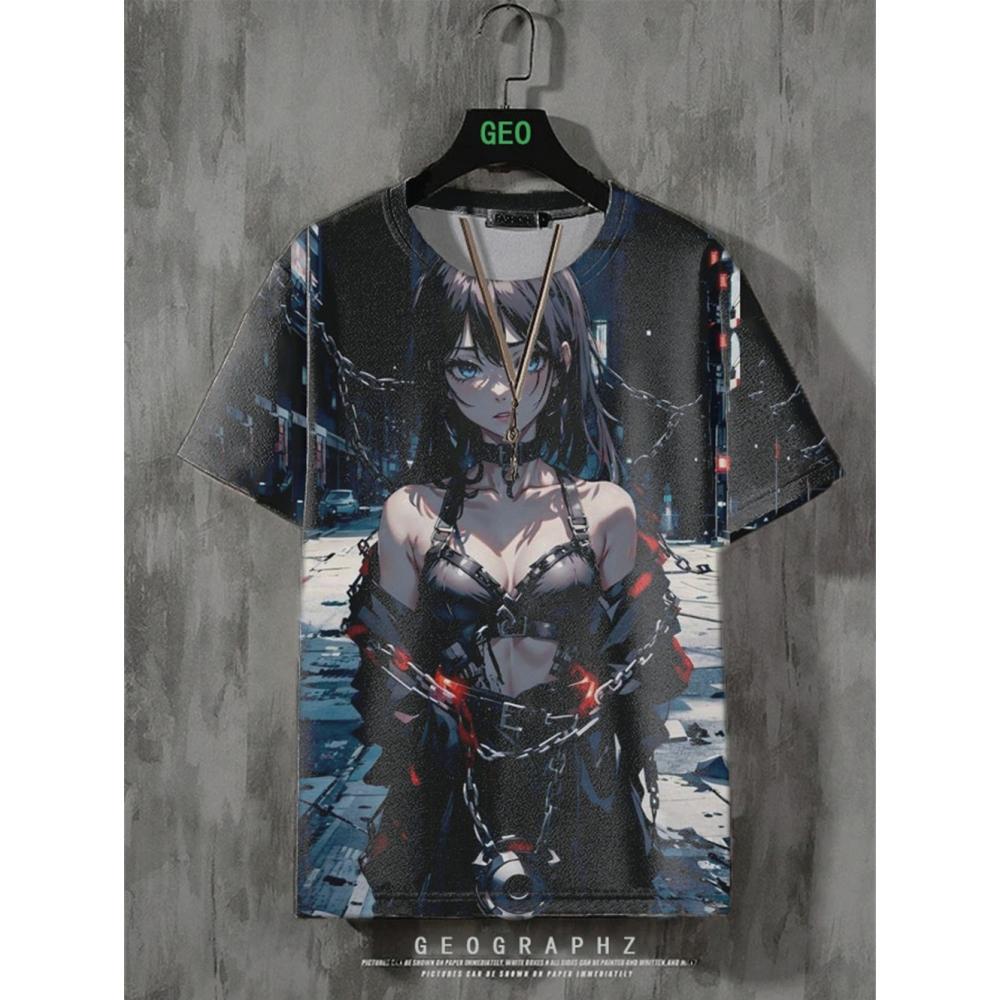 Anime Pánské tričko Retro Street Tričko s krátkým rukávem Pro muže Neformální 3D tisk Léto Top Prodyšné Volné Pánské oblečení