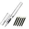 Pilot Kakuno Fine Nib Fountain Transparent Includes 5 Ink Black Pen, Barrel, Cartridges,