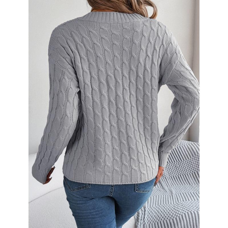 Lässiger Rollkragenpullover mit langen Ärmeln und einfarbigem Twist für Damen im Herbst und Winter