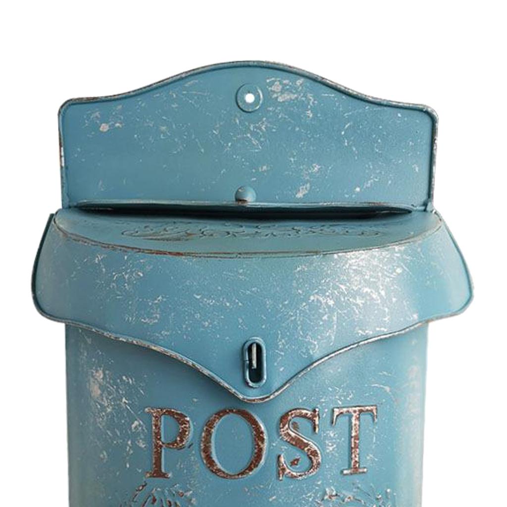 Retro Rural Wall Mounted Mailbox Farmhouse Metal Post Letter Box Garden