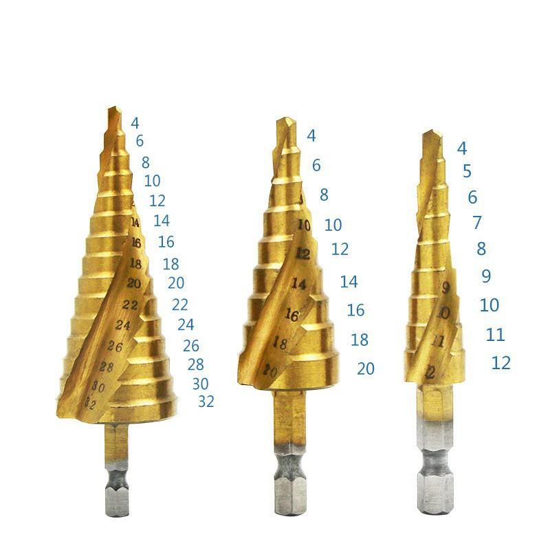 4-32mm 4-20mm HighSpeedSteelTitaniumCoatingStep Drilling High Speed Steel Metal Wood Hole Cutting Tool Cone Drilling Tool Safety