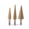 3Pcs Hss Titanium-Coated Spiral Groove Step Drill Bit 3-12 4-12 4-20 Power Tool Step Drill Bits Set Metal Multi-Hole Taper Drill