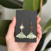 Bohemian Gothic Stainless Steel Gold Color Sun Enamel Green Moth Celestial Dangle Earrings for Women Halloween Witchy Jewelry