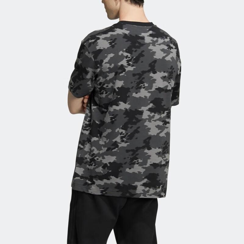 Adidas Originals Alphabetic Print Loose Fit Round Neck Short Sleeve T-Shirt Men Tops Camouflage HC9714