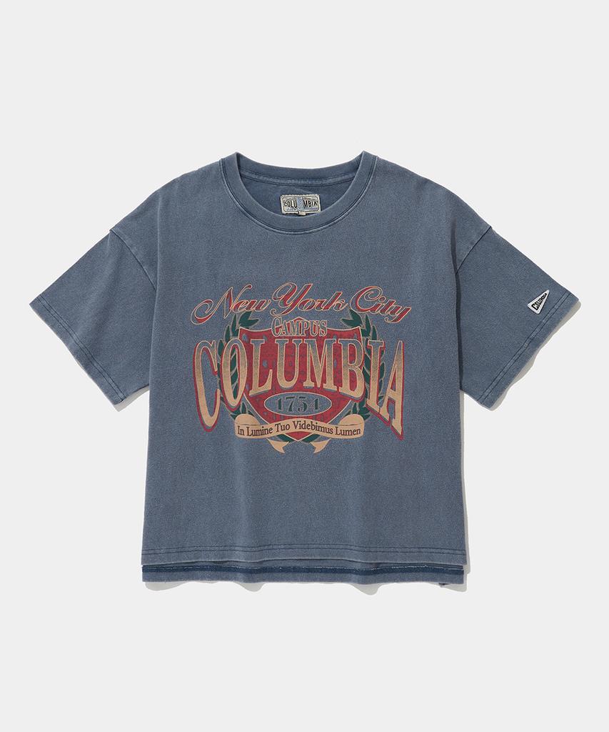 COLUMBIA UNIVERSITY Cu Campus Mineral Washed Women S/S T-Shirts_Gracie Blue