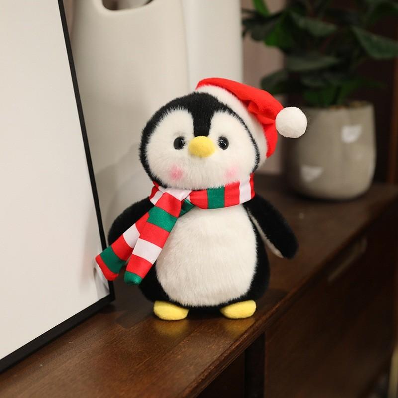 Plush Toy Christmas Polar Bear Penguin Doll Santa Claus Stuffed Animal Decor