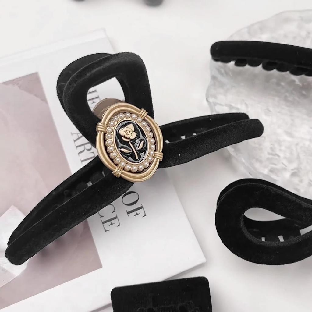 Black Velvet Bow High-End Temperament Fashionable Shark Clip For Women