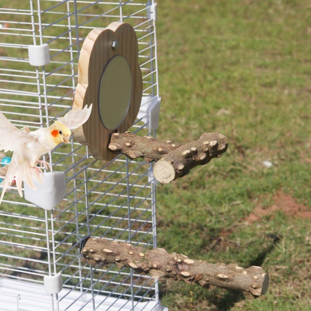 Wear Resistant Bird Perch Stand with Mirror Flower Shape Bird Branch Perch Rod  Grinding