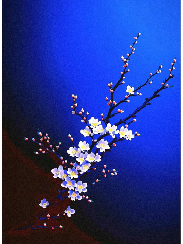 Diamond Painting Mosaic Flowers Rhine Blue Series One Plum Blossom 5D DIY Embroidery Cross Embroidery Home Decoration