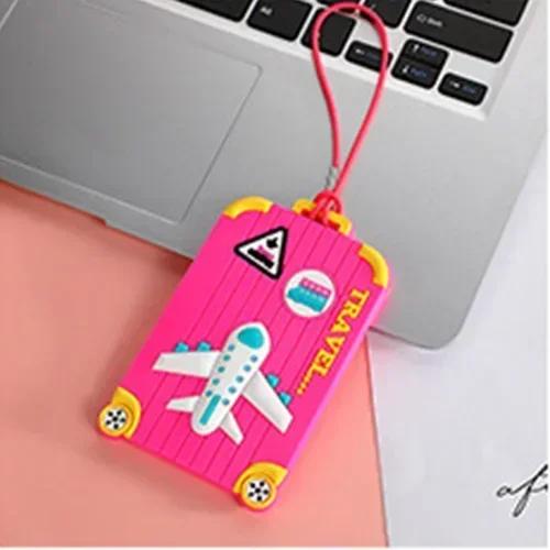 

New PVC Luggage Tags Travel Accessories Silicone Suitcase Tags Fashion Style Silicon Portable Travel Label ID Address Holder розовый
