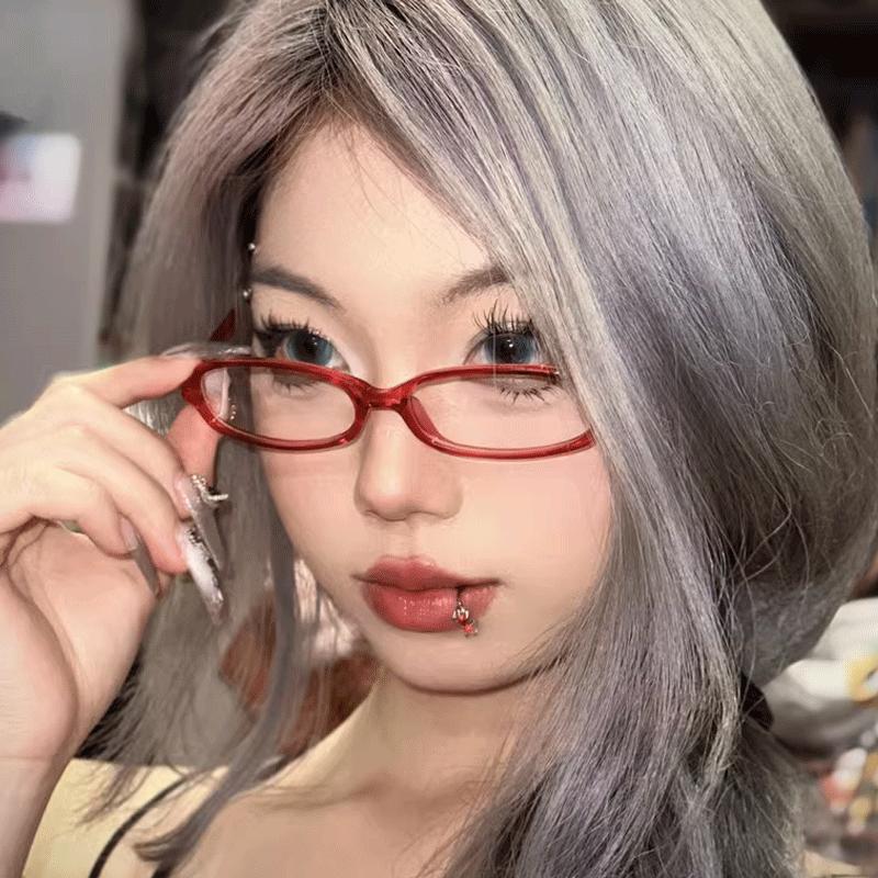 Retro Oval Glasses Women Girls Y2K Red Green Frame Glass Eyewear Decorative Computer Anti-blue Eyeglasses with Seaside Driving