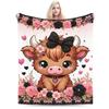 Highland Cow Themed Super Warm Blanket  Kids Adult Plush Throw Blanket Street Trend Couch Chair Flannel Bedspread Sofa Bed Cover
