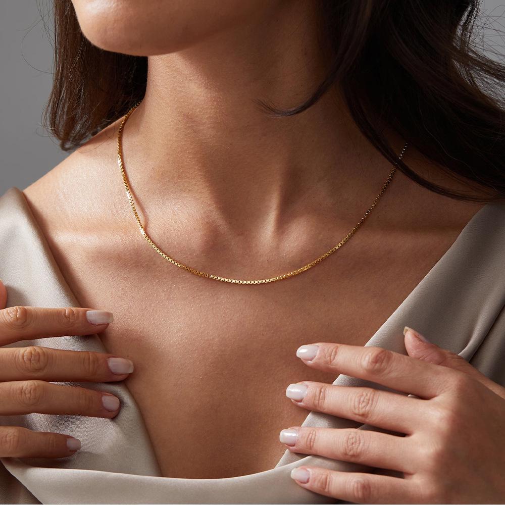 St. Delan Versatile Box Chain Necklace – Simple, Trendy, and Perfect for Pendants.