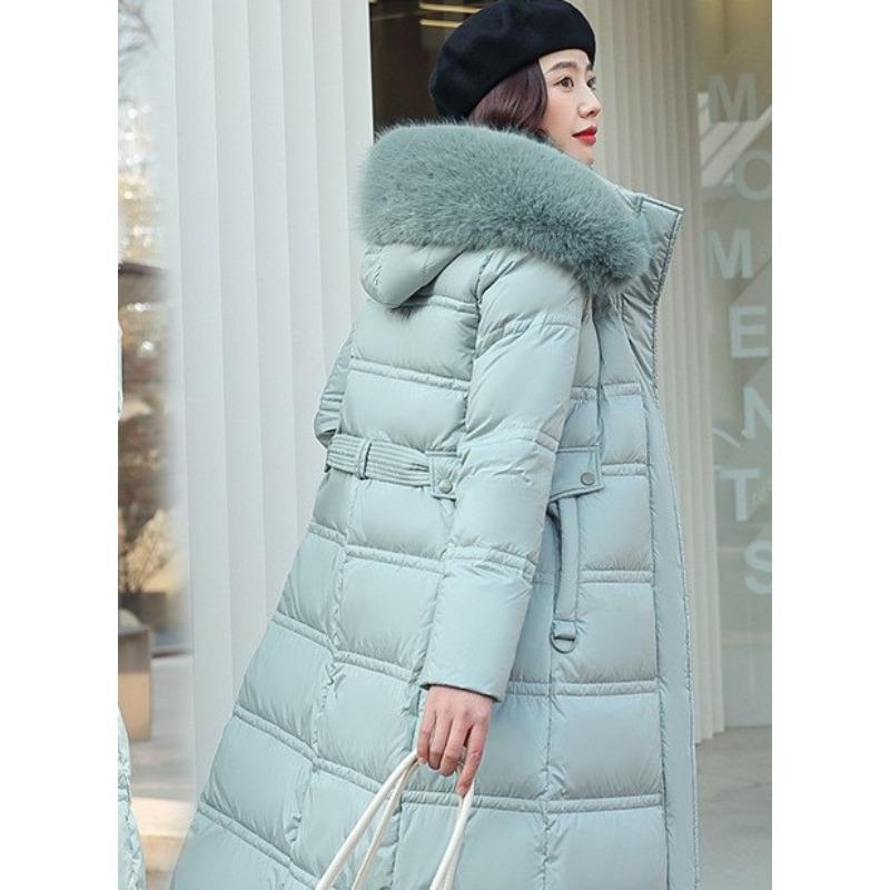 Winter New Down Cotton-padded Clothes Women's Long Over-knee Large Fur-neck Cotton-padded Clothes Thickened Loose Large-size Cotton-padded Jacket