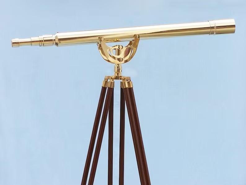 Brass Anchormaster Telescope: 39" Nautical Decor with Wooden Tripod