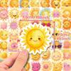 50 Cartoon Sun Stickers Doodle Sun Emoticon Pack Cute Smiling Face Personalized Children's Stickers
