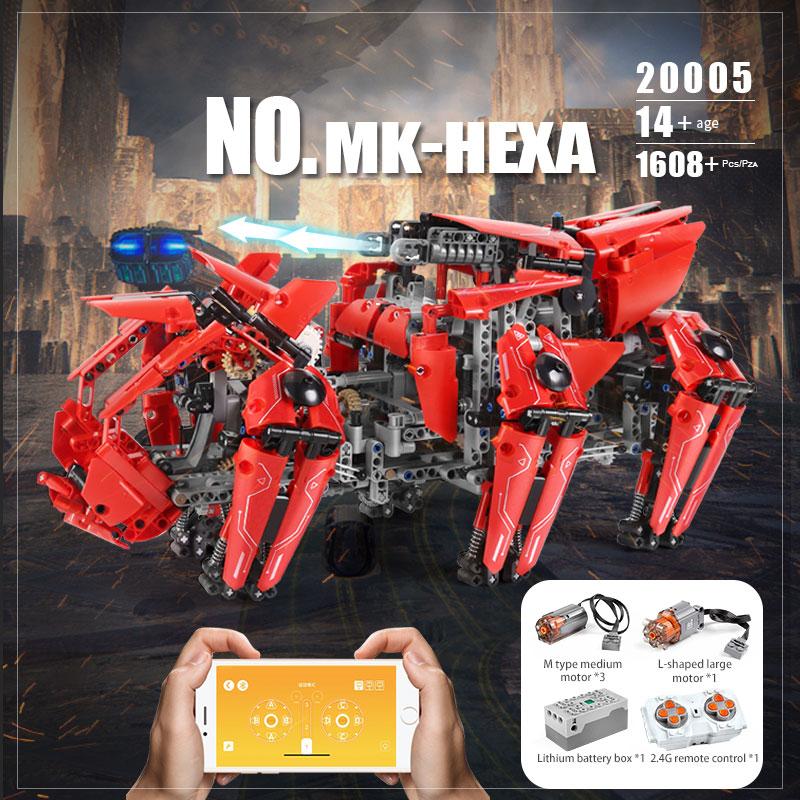 MOULD KING 20005 Technické stavební bloky APP Dálkové ovládání Robot Motorizovaný Walking Tank Model Cihly Dětské Hračky Vánoční dárek