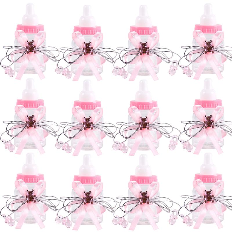 6/12pcs Blue Pink Baby Shower Gift Box Bottle Boy Girl Birthday Party Favors Gift Favorite Baptism Christening Candy Boxes