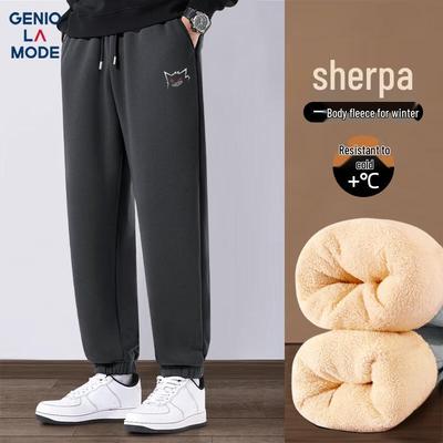 GENIOLAMODE Men's Lamb Fleece Lined Winter Joggers