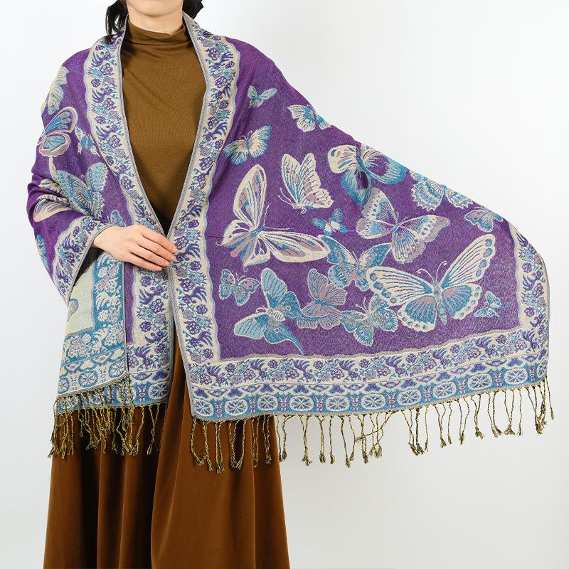 New retro tassel long shawl travel out long scarf scarf women's autumn and winter fashion scarf