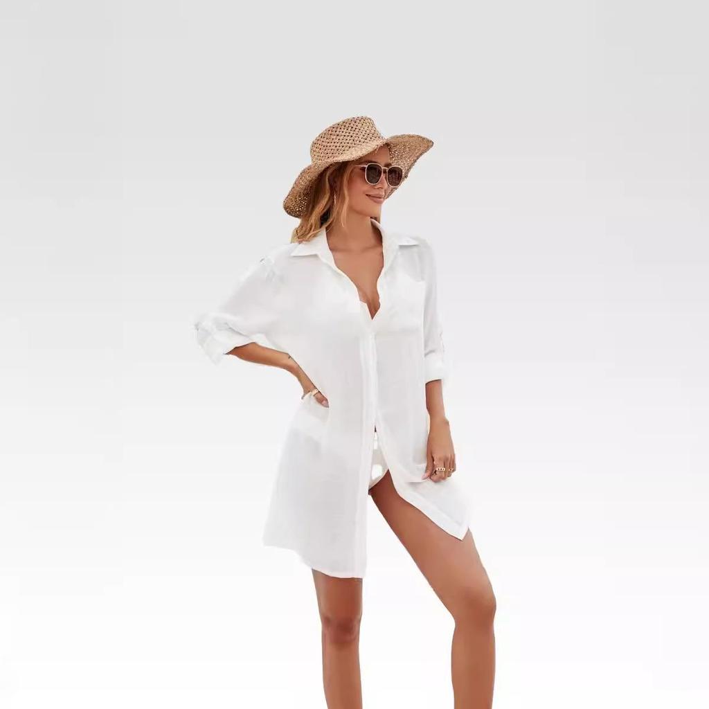 European & American Women's Summer Bikini Cover-up: Knitted Beach Cardigan