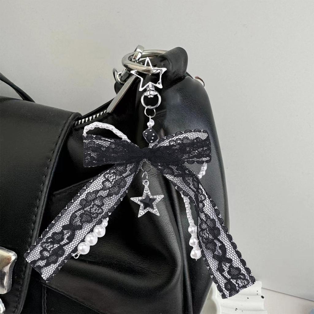 Pearl Bows Bag Charm Pendant Aesthetic Purse Charms Aesthetic keychains Keyring for Women Backpack Purse Handbag Decors