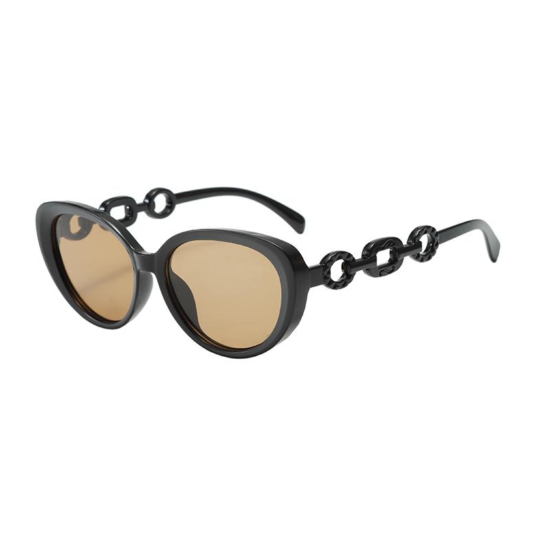 New Fashion Cat Eye Sunglasses Women Trendy Chain Temple Personalized Design 77111