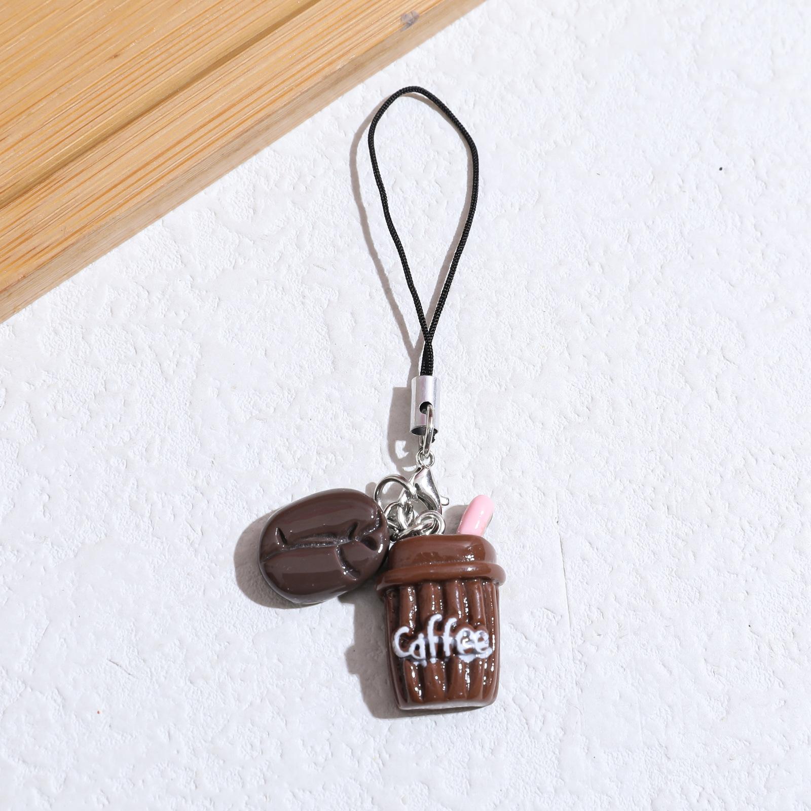 Minimalistische Creatieve Koffiekop Charmante Koffieboon Zakje Bedel Auto Accessoire Zakje Bedel beige