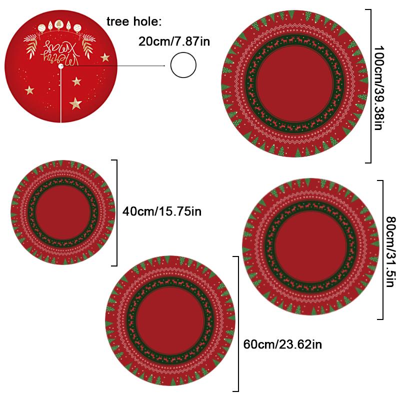 40-100cm Large Christmas Tree Skirt Living Room Decor Round Rug Red Christmas Tree Foot Cover Carpet Festive Home Party Decor