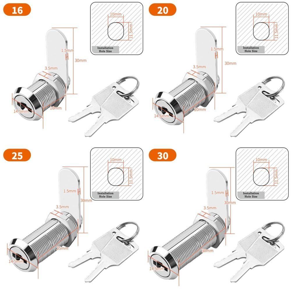 with 2 Spare Keys Cabinet Lock 16/20/25/30mm Mailbox Lock for Furniture Mailbox Filing Cabinet